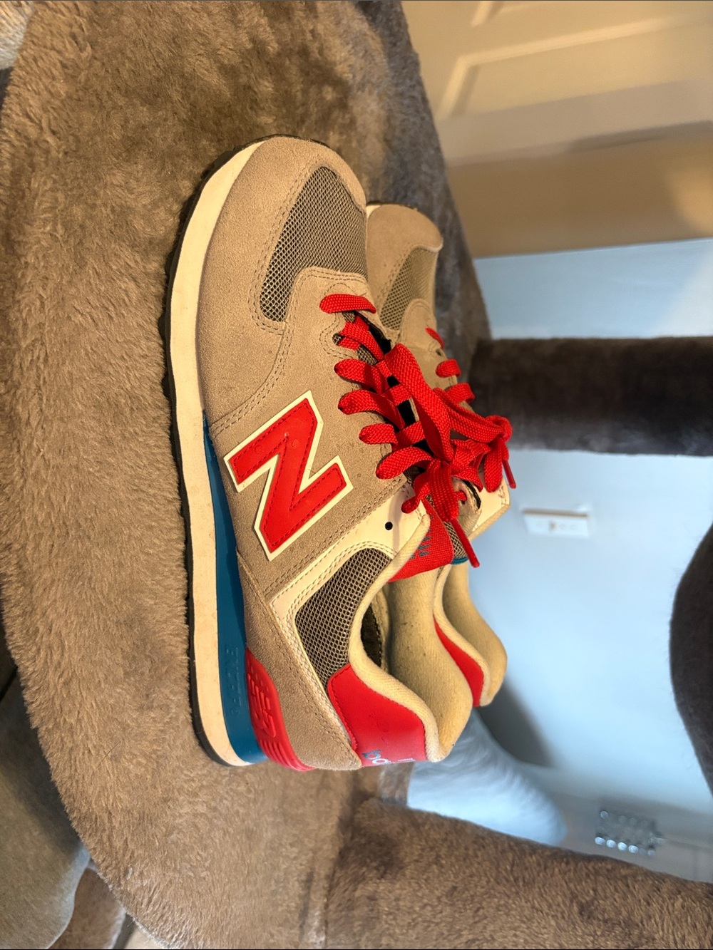 New Balance Gray and Red Retro Runner